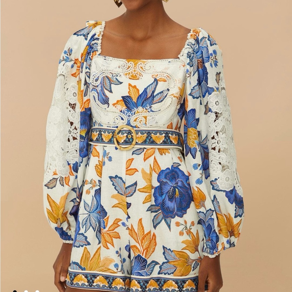 FARM RIO OFF WHITE SUMMER FLOWERS ROMPER $230